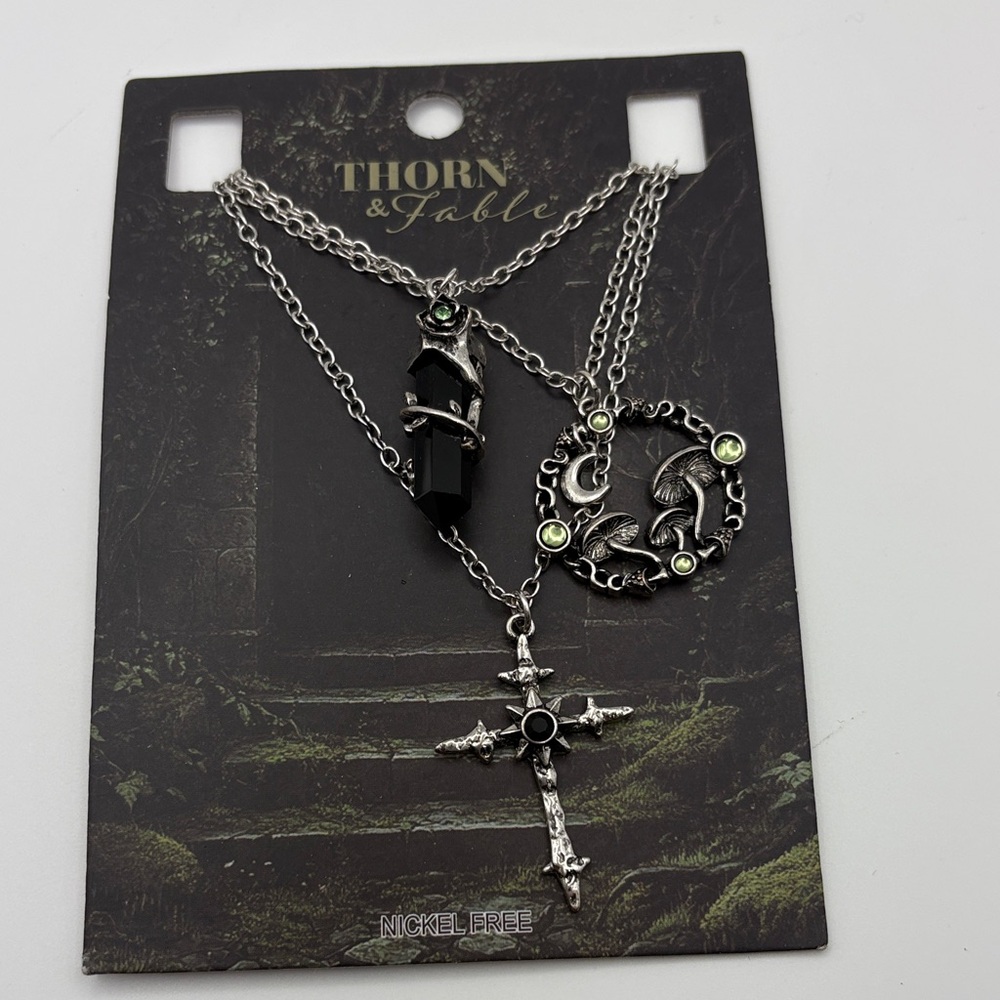 Silver and Black Gothic Necklace Set